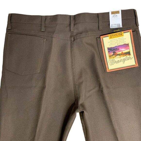 Vintage 80s Wrangler Rancher Boot Jeans 42 x 32 Brown Straight Leg Deadstock - Picture 4 of 6
